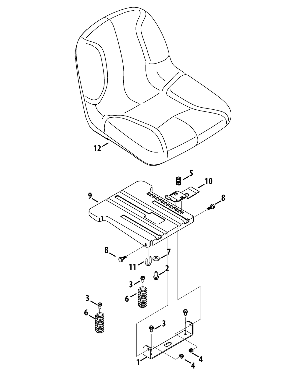 Seat Adjustment Diagram and Parts List for RZT-S42 (17AF2BDS010-17WF2BDS010-17WF2BDS056-17WF2BDS210)(2012) Cub Cadet Lawn Tractor